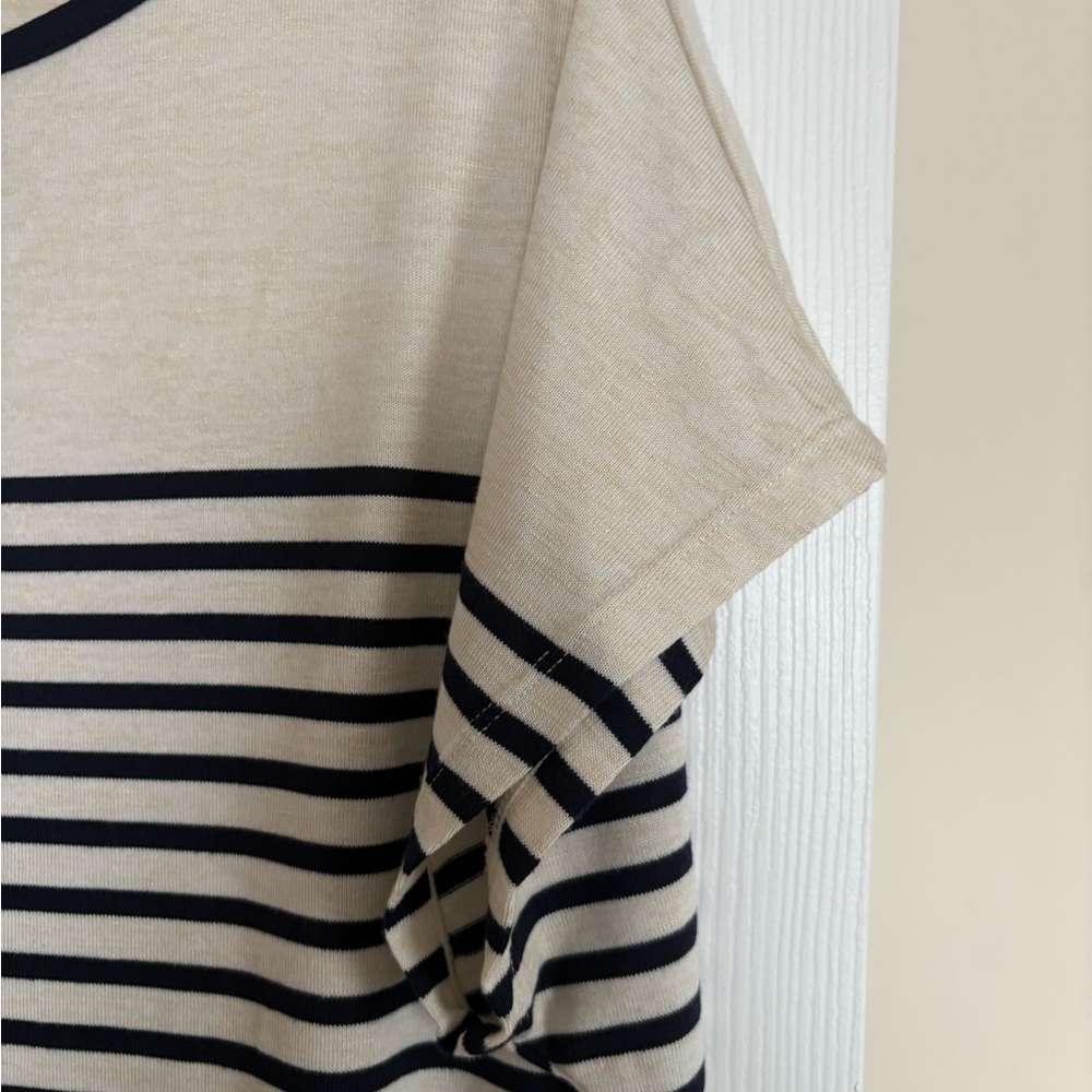Max Studio Black and Cream Striped Tee - Picture 3 of 6